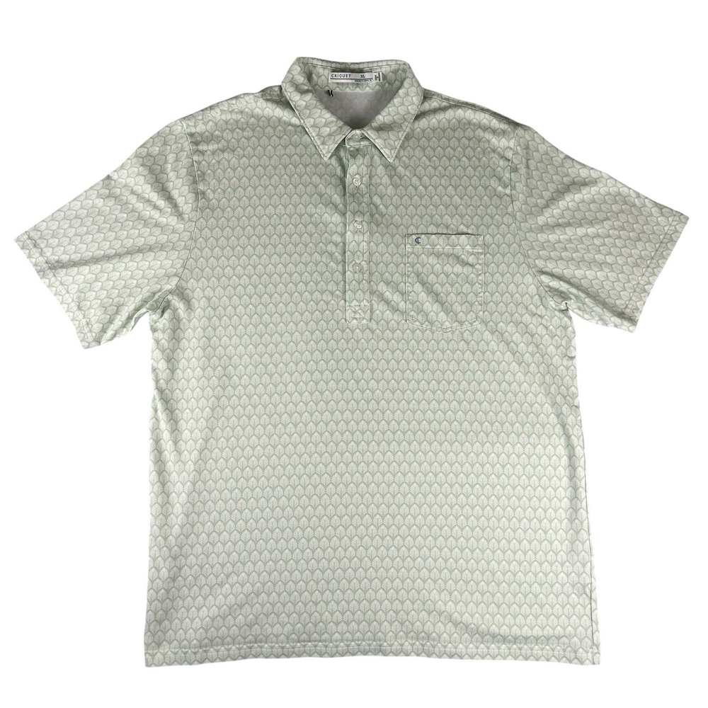 Criquet Polo Shirt Mens XL Green Pattern Pima Cotton Blend Short Sleeve
